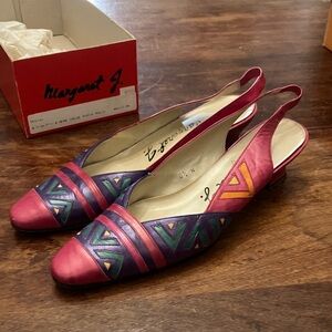 Margaret J. Pink & Purple Geometric Slingback Kitten Heels